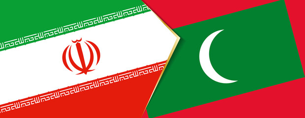 Iran and Maldives flags, two vector flags.