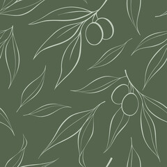 Seamless Pattern with Olives