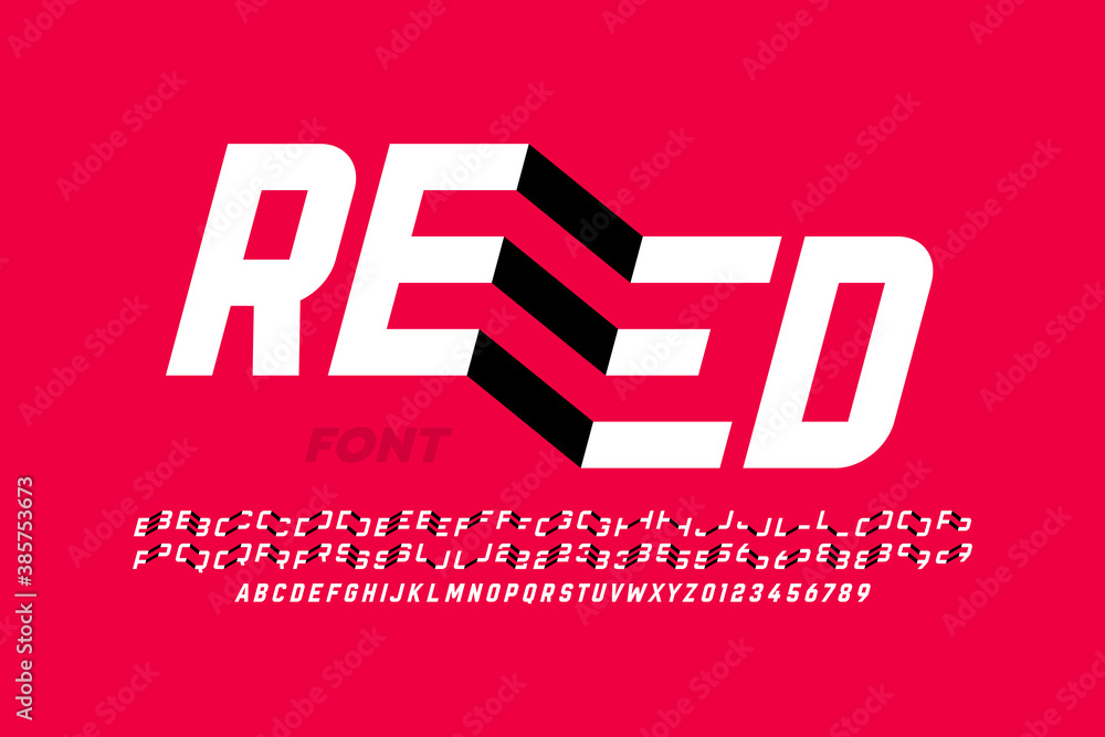 Fototapete modern font design with some alternate letters, alphabet and numerals vector illustration