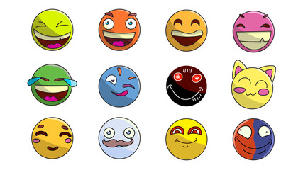 Modern flat icon design set of emoticons. High-quality flat icon design.