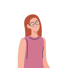 woman cartoon with glasses design, Girl female person people human and social media theme Vector illustration