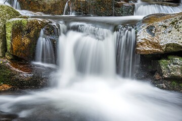 Fototapeta premium waterfall in the forest, clean natural flow of water