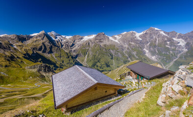 Rural landscape in Alps with the highest mountain from Austria in background Grossglockner (3797 m....