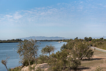 Boat Tour on the Ebro River in summer in the port