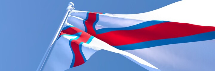 3D rendering of the national flag of Faroe Islands waving in the wind