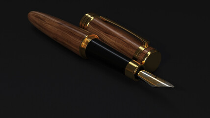 Naklejka premium Ornate Fountain Pen Dark