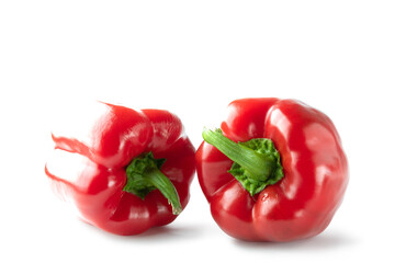 Two red peppers isolated on white background. Clipping Path