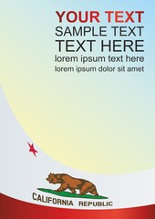 Flag of California. template for the award, an official document with the flag of the state of California
