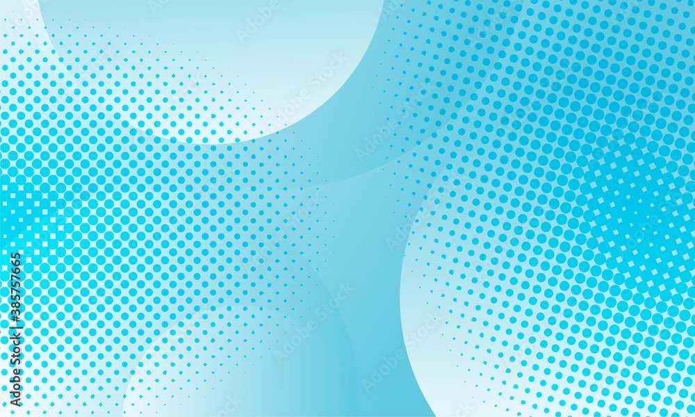Poster abstract blue background with circles and halftone dots pattern.
