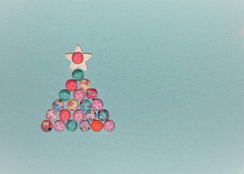 christmas tree decorations on blue background