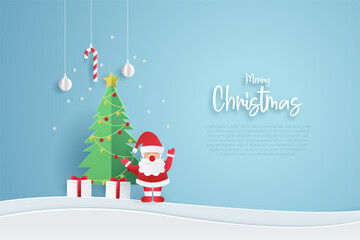 Merry Christmas banner template. illustration vector with paper cut style.