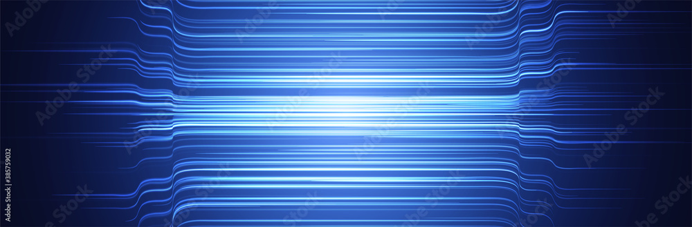 Poster abstract blue background. futuristic line pattern. thin horizontal cyan lines on dark backdrop. mode