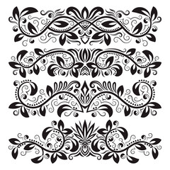 Vintage decorative elements for design. Floral decorations in antique style.