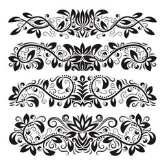 Vintage decorative elements for design. Floral decorations in antique style.
