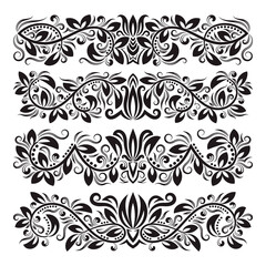 Vintage decorative elements for design. Floral decorations in antique style.