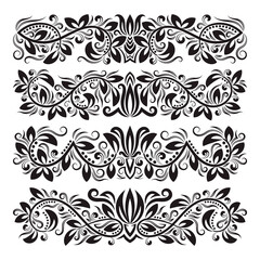 Vintage decorative elements for design. Floral decorations in antique style.