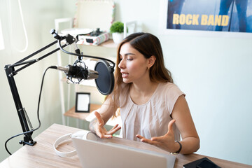 Blogger talking on a radio show