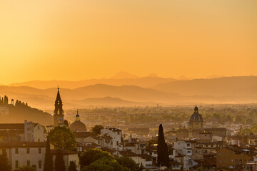 View of Florence in Tuscany at sunset