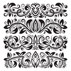 Vintage decorative elements for design. Floral decorations in antique style.