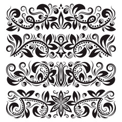 Vintage decorative elements for design. Floral decorations in antique style.