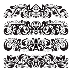 Vintage decorative elements for design. Floral decorations in antique style.