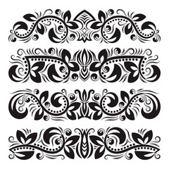 Vintage decorative elements for design. Floral decorations in antique style.