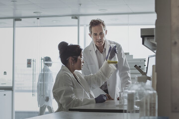Female student scientist working on an experiment