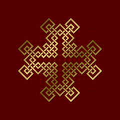 Sacred geometric symbol of cruciform plexus. Golden spiritual logo.