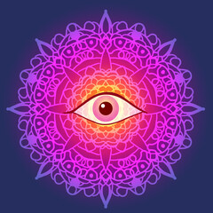 spiritual eye centered Indian multicolored mandala background