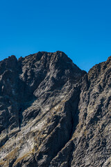 Gerlachovsky stit mountain peak from Polsky hreben saddle in Vysoke Tatry mountains in Slovakia