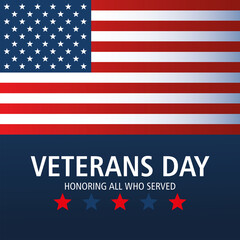 happy veterans day, american flag inscription and stars