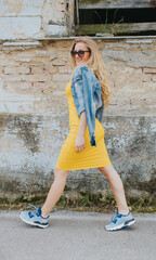 girl walking outside