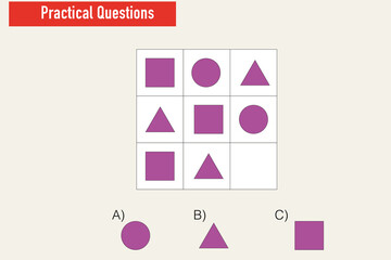 IQ test. Choose correct answer. Set of logical tasks composed of geometric shapes. Vector illustration - Vector