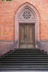 View of the side entrance of the Marktkirche in Wiesbaden / Germany