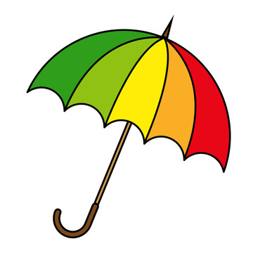 Umbrella cartoon vector illustration. Parasol clip art isolated on white. Autumnal rain protection symbol. Colorful seasonal design. Eps 10 drawing. Autumn meteorology element.