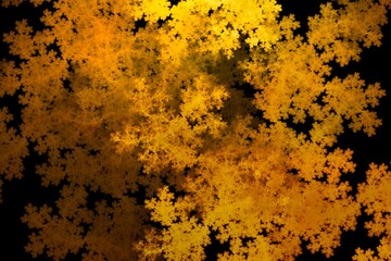 Golden Christmas snowflakes. Abstract yellow background for design and decoration.