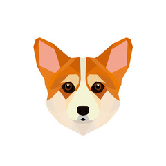Geometric polygonal head dog. Abstract colorful animal. Vector illustration.