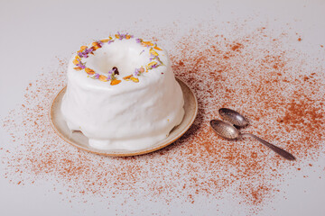 Homemade chocolate cake with milk icing