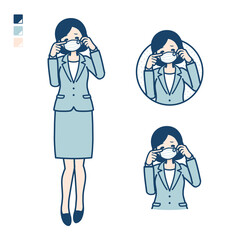 simple suit business woman mask_cry