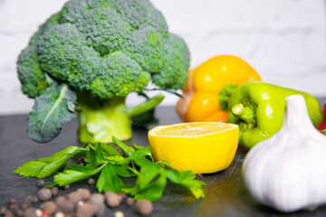 fresh vegetables on a white background