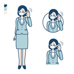 simple suit business woman mask_Listening