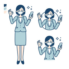 simple suit business woman mask_smartphone-OK