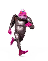 lord frog is running in white background