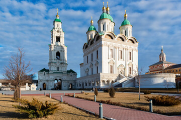 Fototapeta na wymiar Beauiful view on cathedral in Astrakhan kremlin, Russia