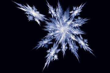 Snowflake on a black background. Christmas theme for design and decoration.