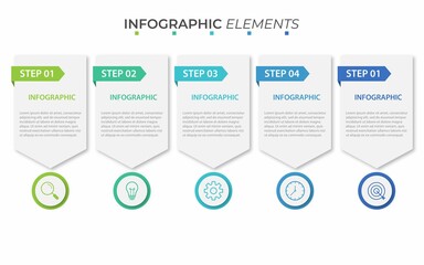 Presentation business infographic template with 5 options. vector illustration