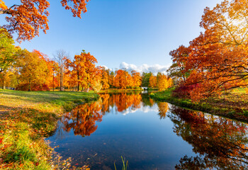 Alexander park in autumn, Pushkin (Tsarskoe Selo), St. Petersburg, Russia