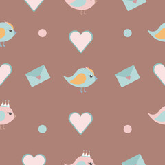 pattern birds in love letter vector 