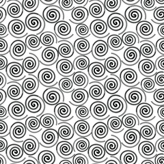 Intersecting curved elegant fine lines and scrolls forming abstract floral ornament. Seamless pattern for background, wallpaper, textile printing, packaging, wrapper