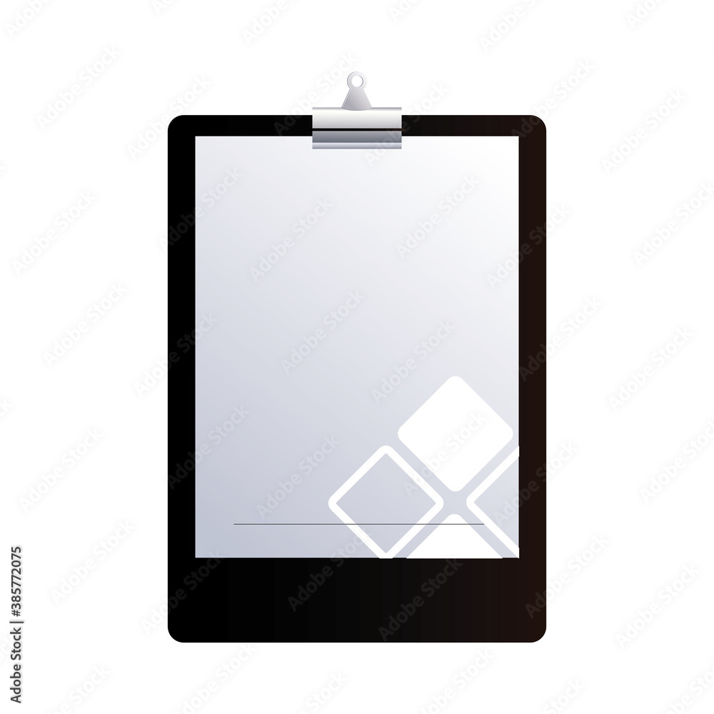 Poster clipboard with sheets of paper and folder